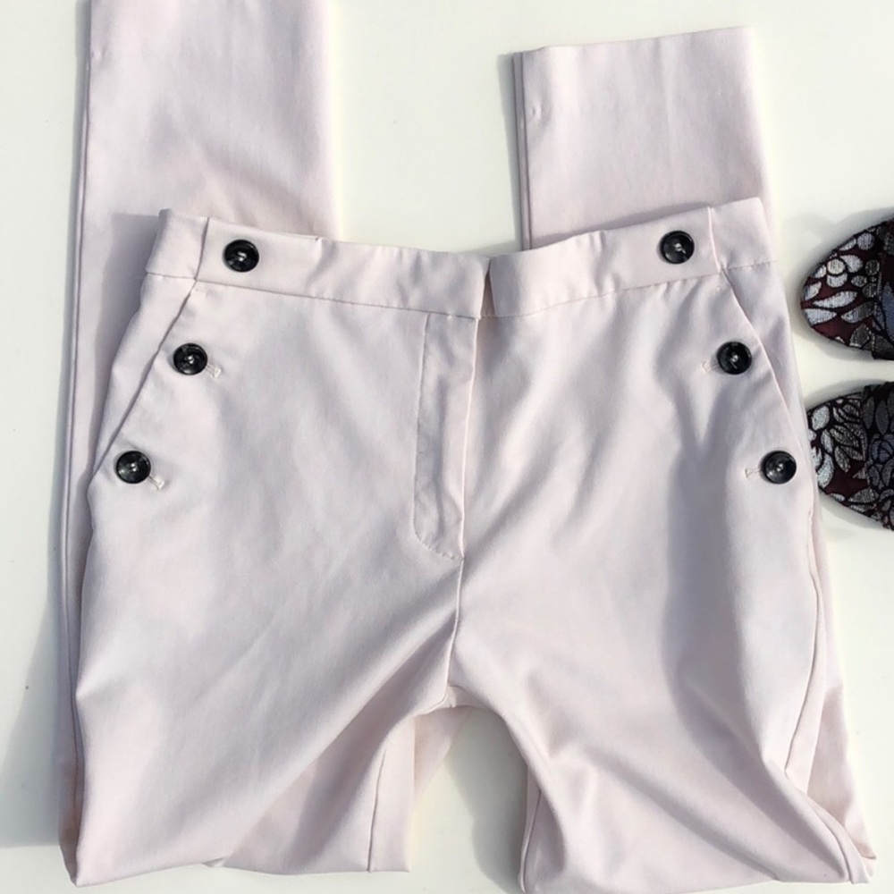 H&M skinny cream business work trousers pants 8